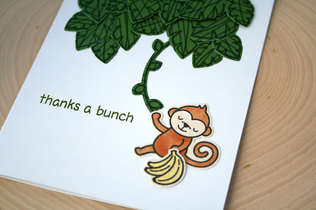 Thank You Monkey Card by Jess Gerstner featuring Lawn Fawn Critters in the Jungle