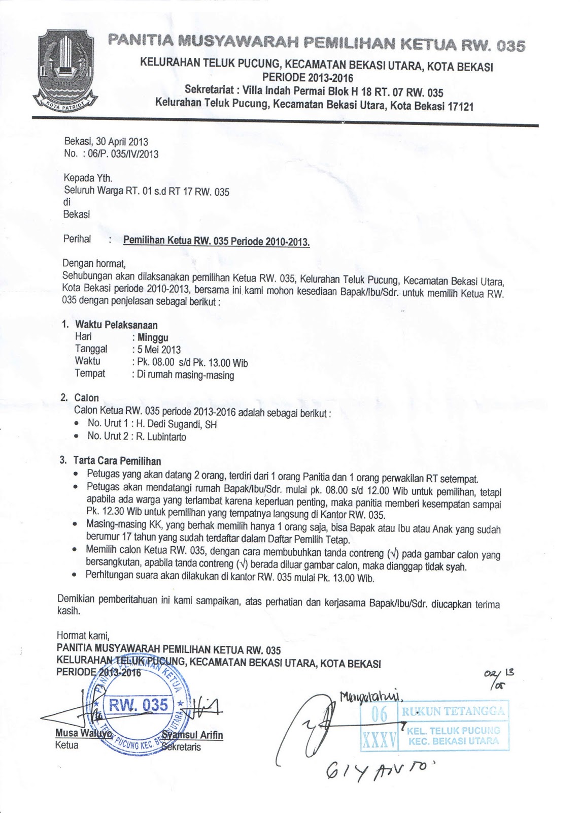Contoh Surat Edaran Pemilihan Ketua Rt Surat 16