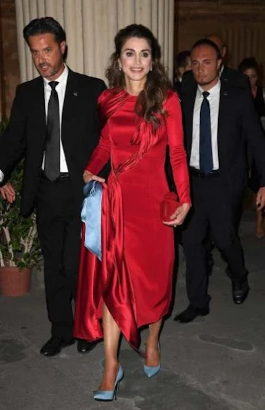 Queen Rania of Jordan attended the Fight Night gala held for the benefit of the Andrea Bocelli Foundation and the Muhammed Ali Parkinson Center at Palazzo Vecchio