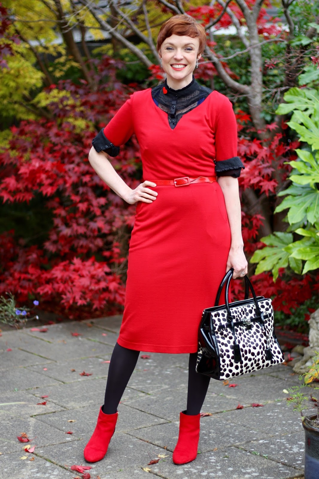 Layering a Little red dress & red ankle boots | Fake Fabulous Over 40