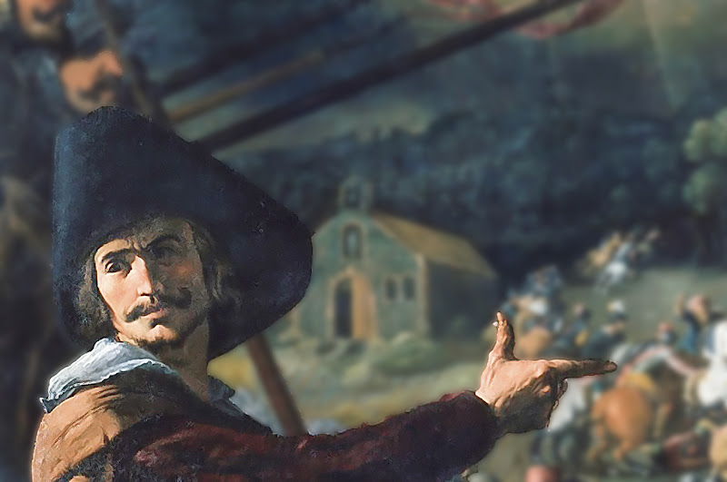 Zurbarán. Batalla del Sotillo. Detalle de la figura del 'presentador'