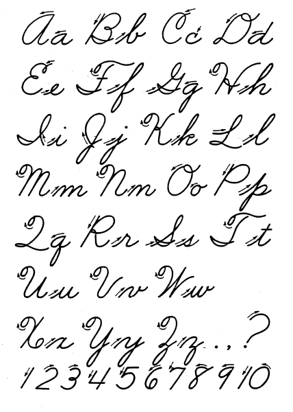Old Fashioned Handwriting Alphabet 74