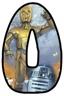 Letras con R2D2 y C3PO de la Guerra de las Galaxias. Star Wars R2D2 and C3PO Letters.