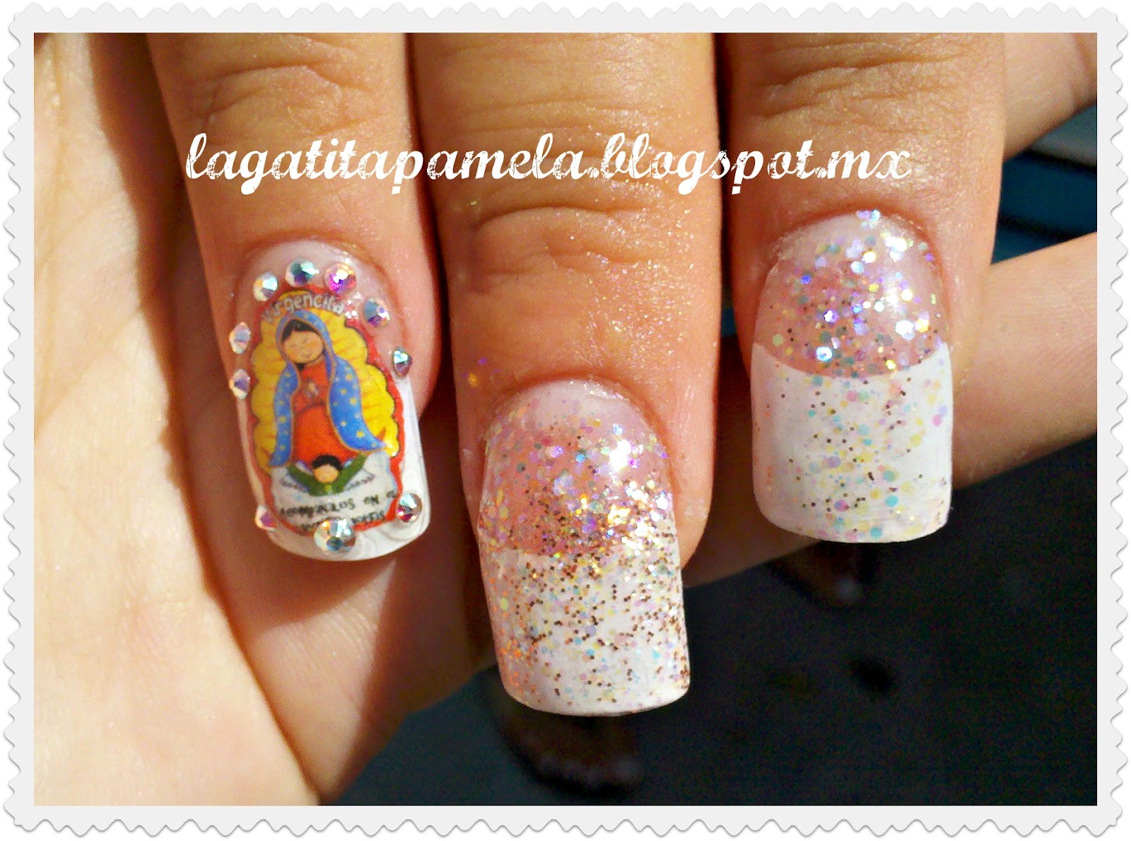 Pamela's Nails Virgencita de Guadalupe en Uña Acrilica