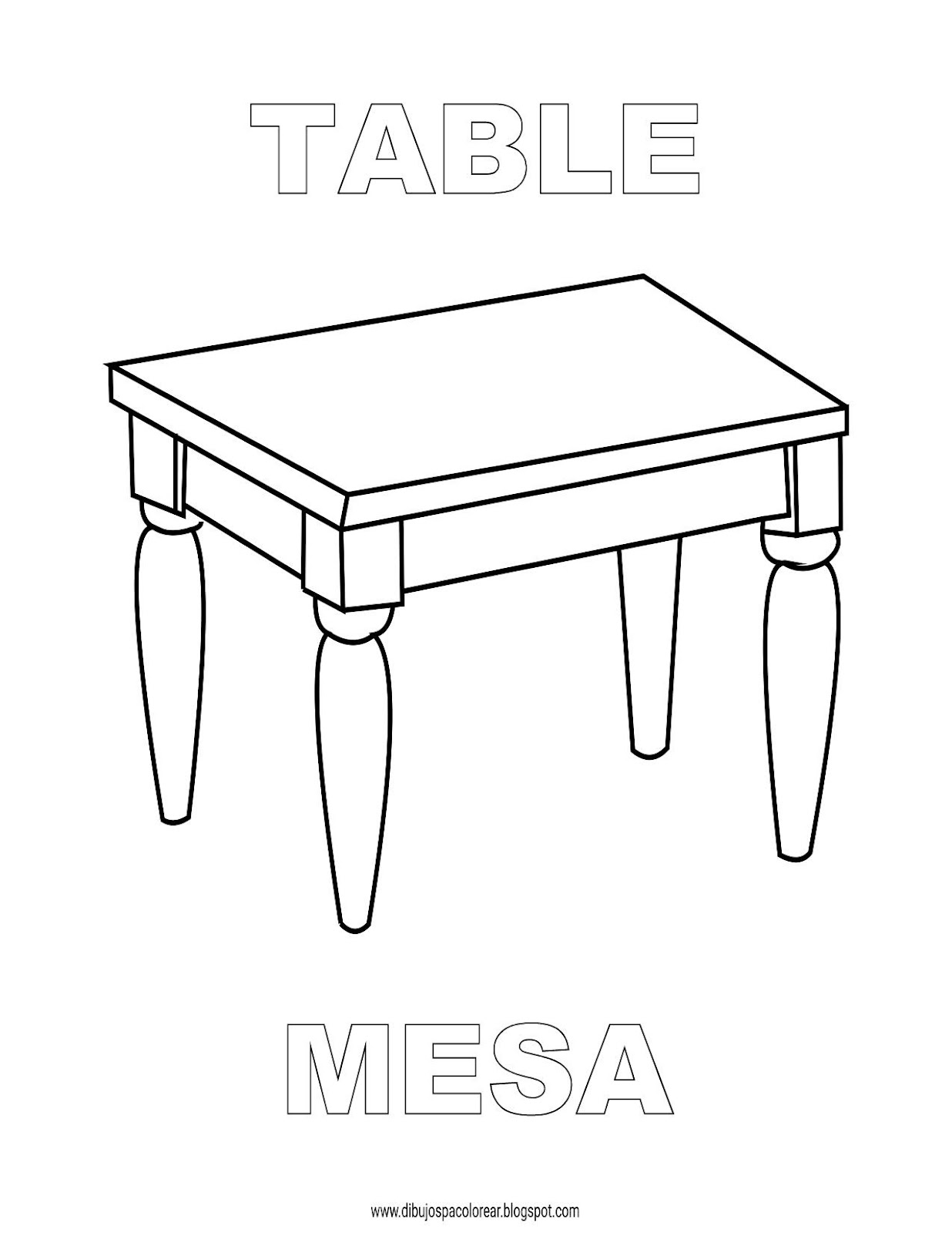 Dibujos Inglés Español con M Mesa Table