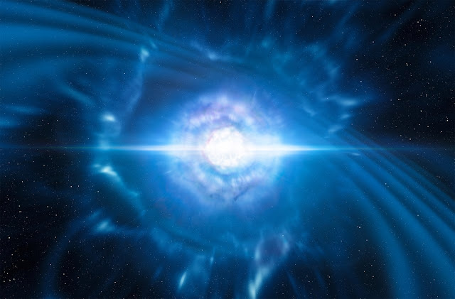 Ilustração artística - colisão de estrelas de neutrons