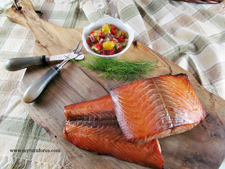 Cedar Planked Smoked Salmon with Mango Salsa