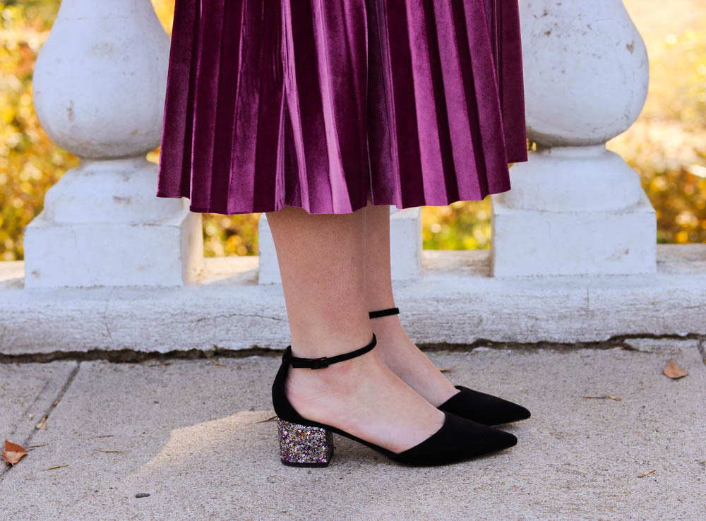 Purple Velvet Skirt Outfit