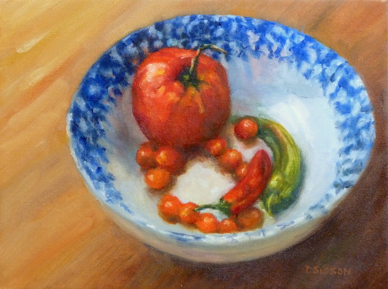 Daily Painting Projects Harvest Bowl Oil Painting Vegetable Art Still Life Produce Tomato