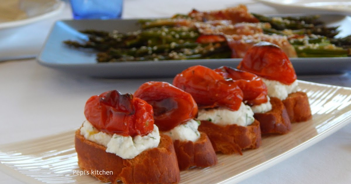 Pepi's kitchen in english Bruschetta with Ricotta and Roasted Cherry