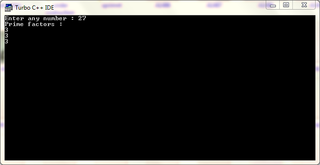 BASIC C++ PROGRAMS: PRIME FACTORISATION