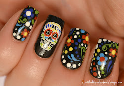 muertos los nail dead skull sugar dia beach nails designs feliz mexico starfish skulls challenge pattern unas dia hand dsc