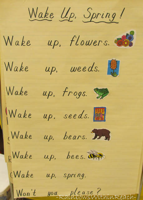 photo of: Anchor chart for spring, spring poem for kindergarten, spring time poem for children