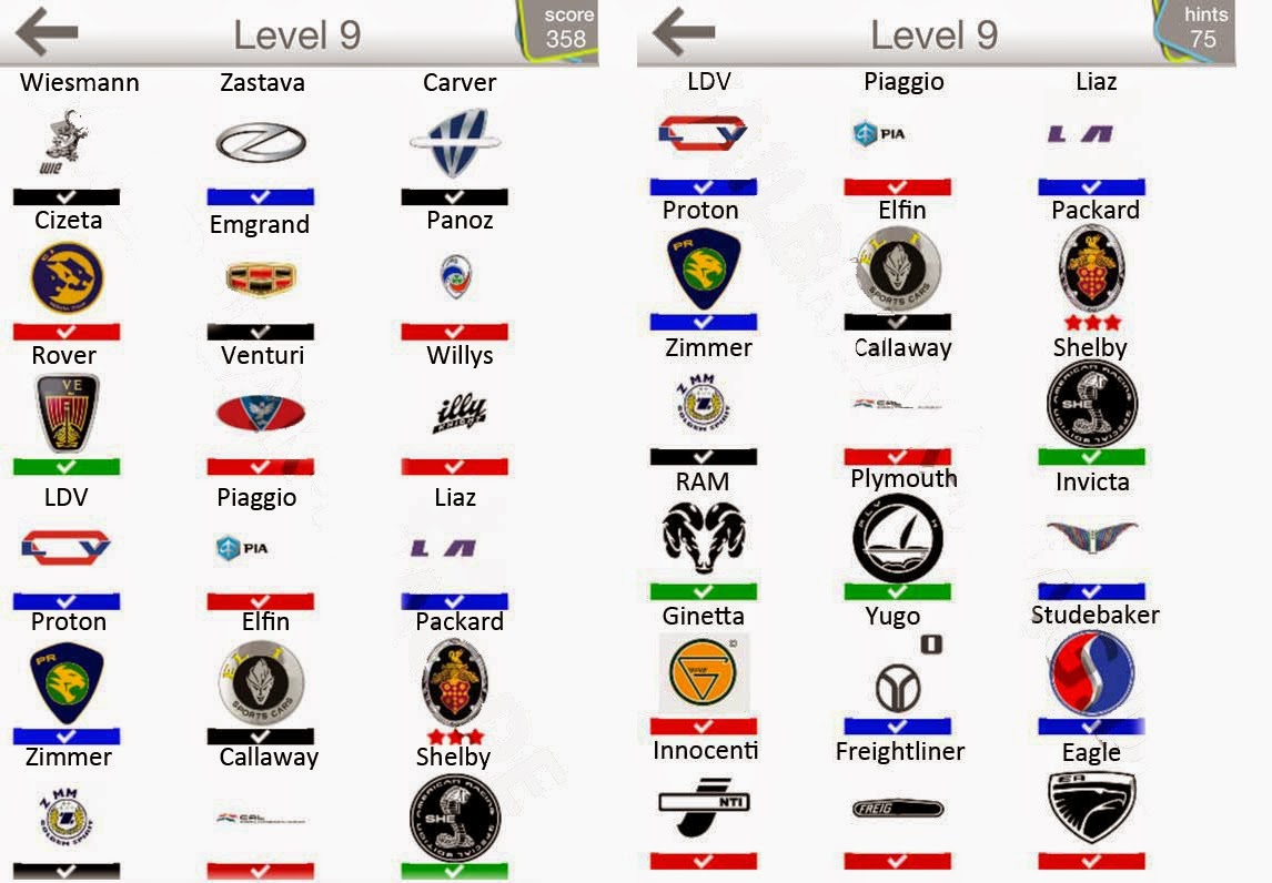 Logo Quiz Cars Answers Level 9