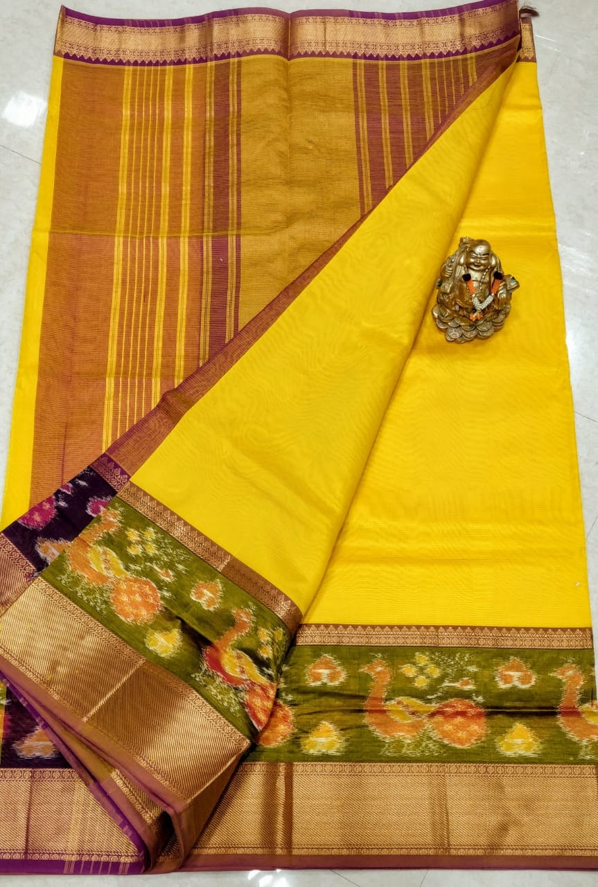 Buy Vikas Handlooms Pochampally ikat pattu silk special double kaddi border  allover full design saree with blouse Online at Best Prices in India -  JioMart.