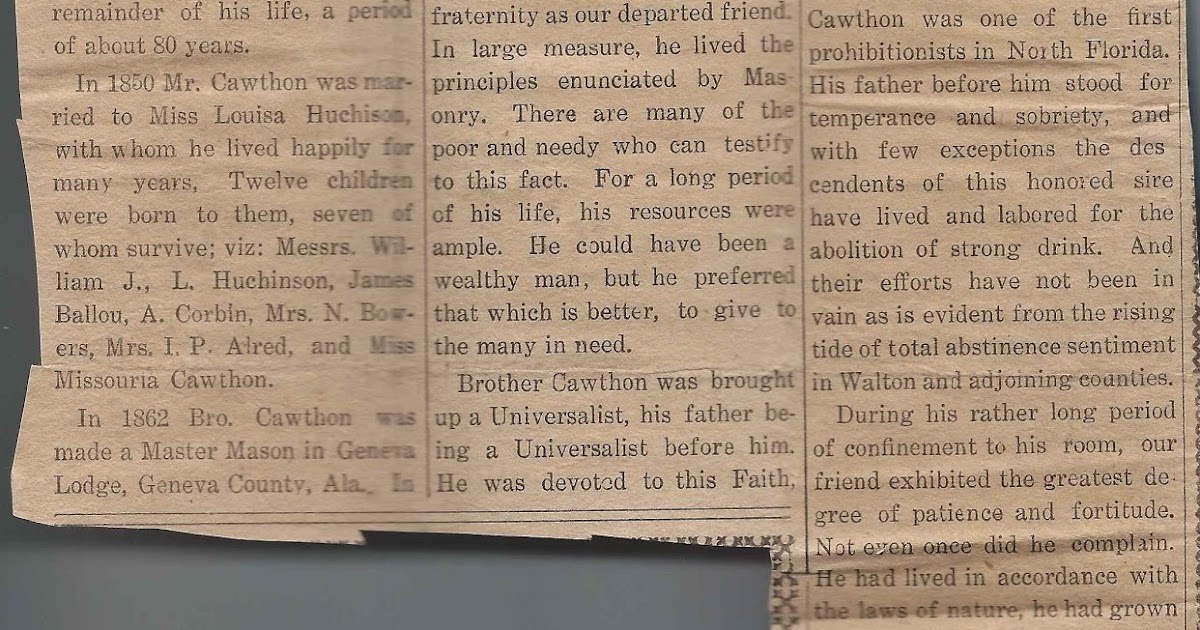 Heirlooms Reunited 1915 Obituaries of William Josiah Dabney Cawthon of