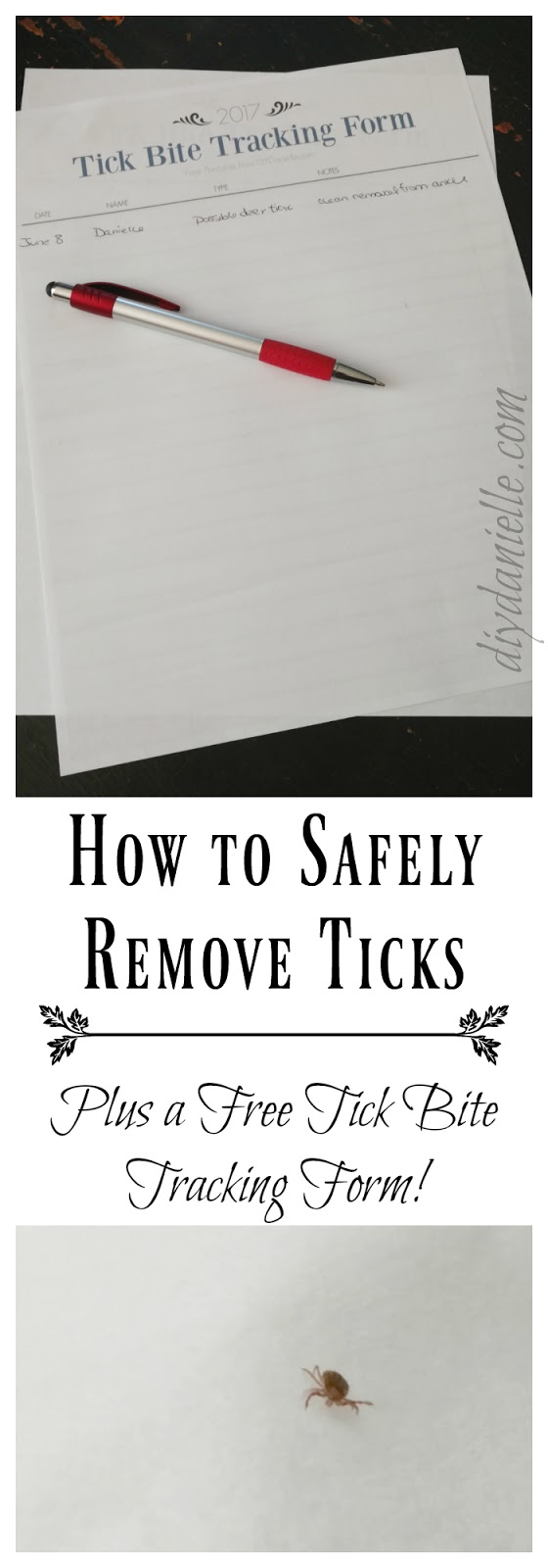 How to safely remove ticks, should ticks be tested, and how to prevent tick bites. Get a tick bite tracking printable! How to safely remove ticks, should ticks be tested, and how to prevent tick bites. Get a tick bite tracking printable!