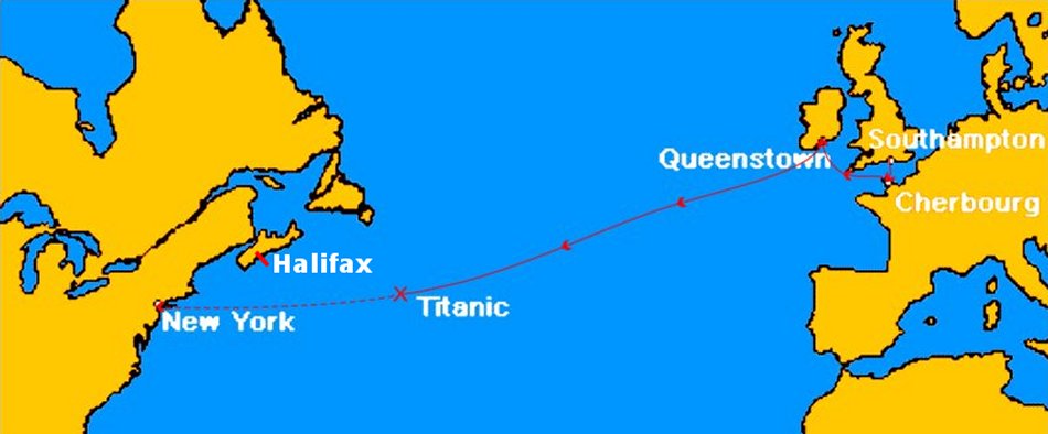 titanic tragedy: The Route Of The Titanic