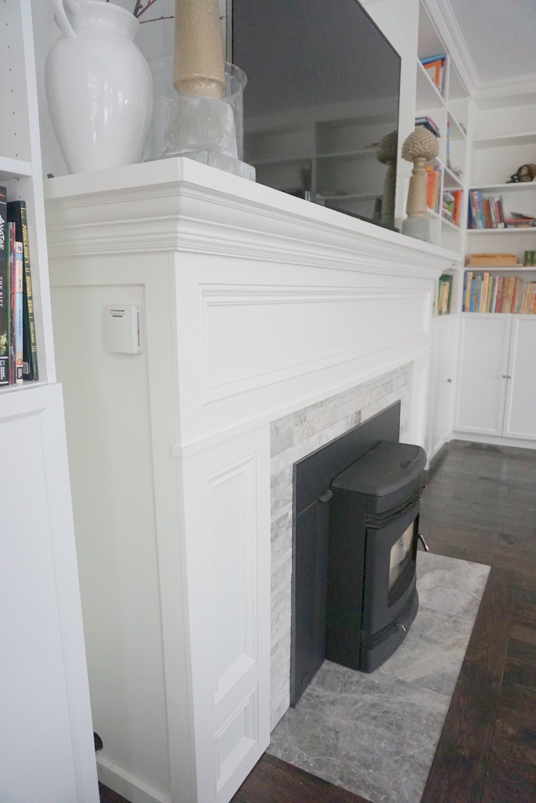 Beautiful DIY Pellet Stove Insert Fireplace Mantel "Making Montessori