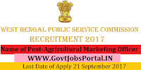 West Bengal Public Service Commission Recruitment 2017– Agricultural Marketing Officer