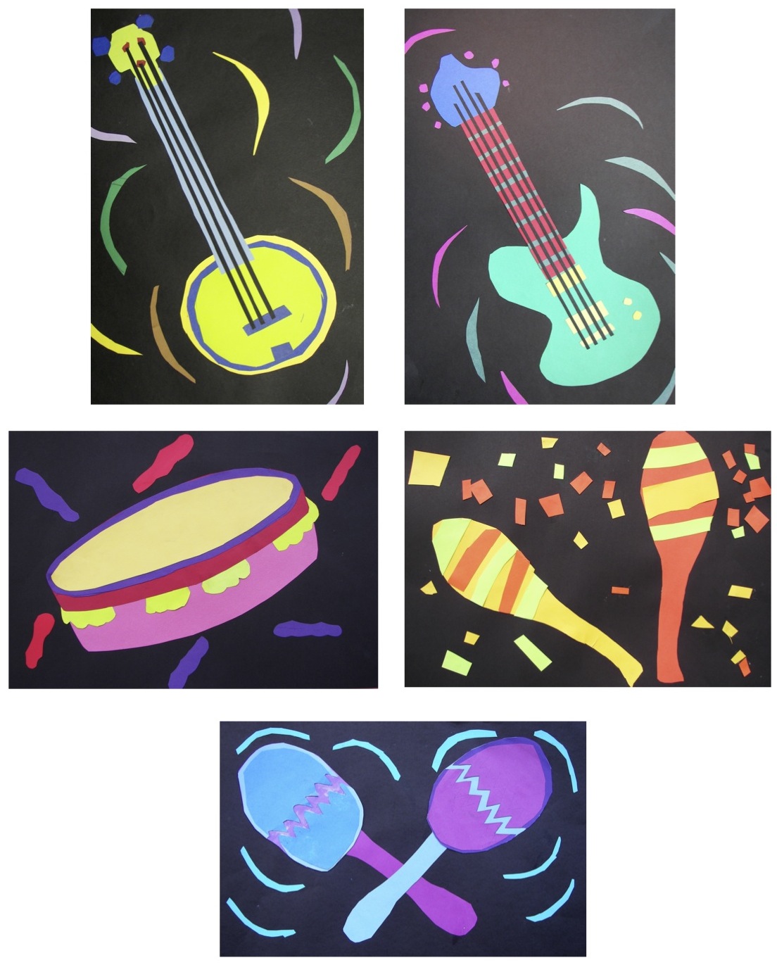 The Rolling Artroom Cut Paper Musical Instruments 4th6th Grade