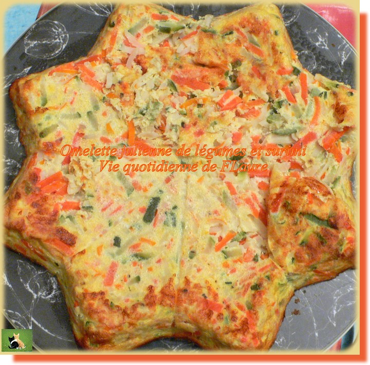 Omelette julienne de légumes et surimi