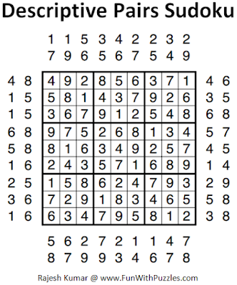 Descriptive Pairs Sudoku (Fun With Sudoku #48) Solution