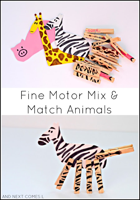 Mix & Match foam animals: fine motor busy bag idea for kids from And Next Comes L