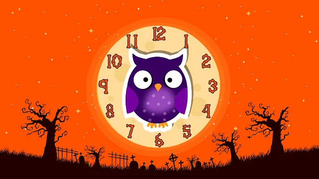 Halloween Cute Olw Clock Screensaver