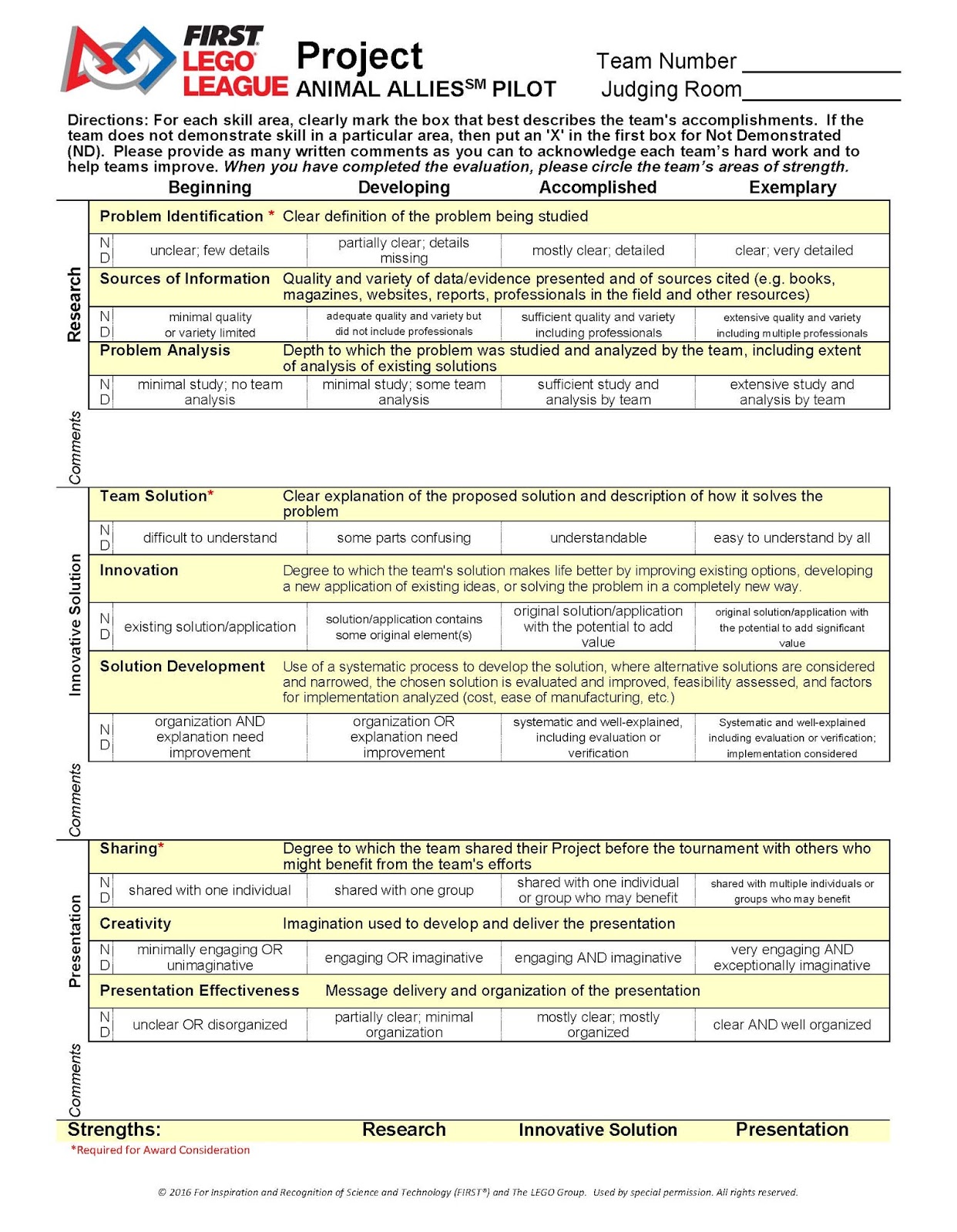 fll project rubric