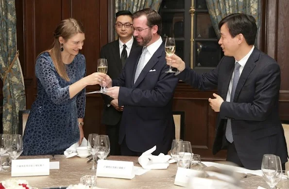 Hereditary Grand Duke Guillaume and Hereditary Grand Duchess Stephanie of Luxembourg visit China, Beijing, Hong Kong, Shanghai. Style of Princess Stephanie