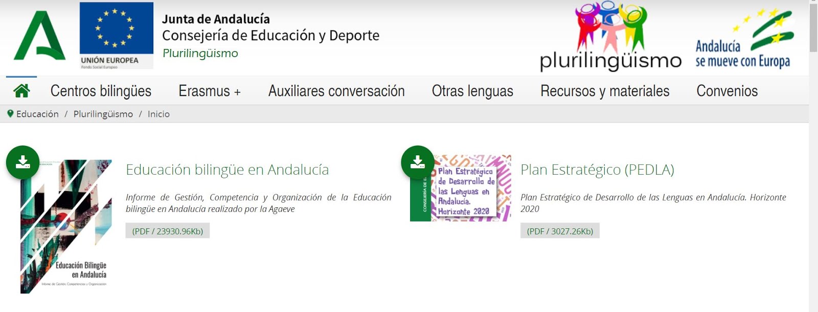 PORTAL PLURILINGÜISMO JUNTA DE ANDALUCÍA