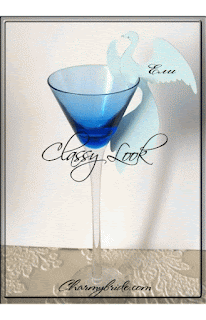 Тейбъл картичка- украса за чаша модел Паун светло синьо