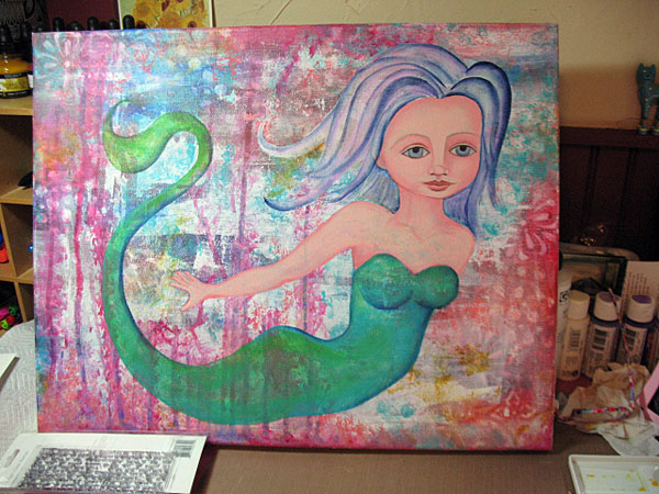 AnnieBeezArt: Mermaid painting in progress