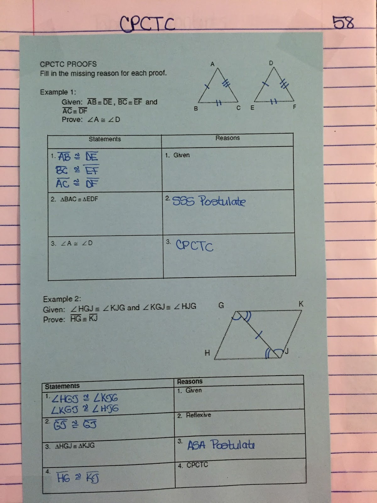 misscalcul8: Geometry Unit 5: Congruent Triangles Interactive Notebook