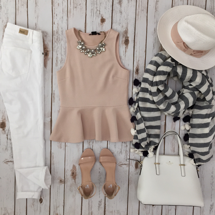 blush peplum striped tassel scarf petite white jeans blush peplum striped tassel scarf petite white jeans