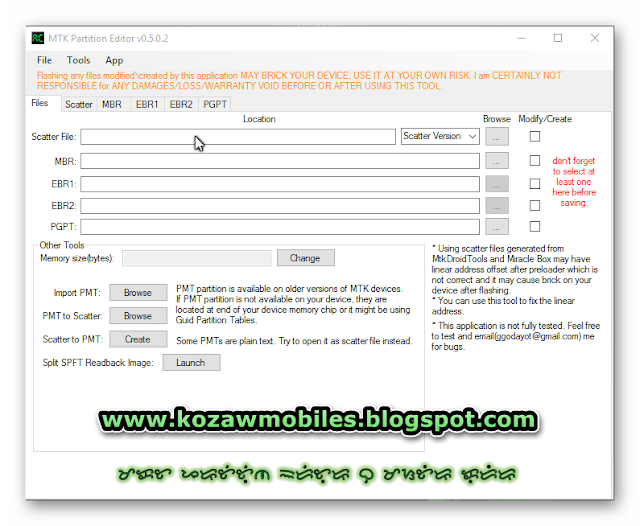 MTK Partition Editor V0.5.0.2 KoZaw Mobile & IT နည်းပညာ