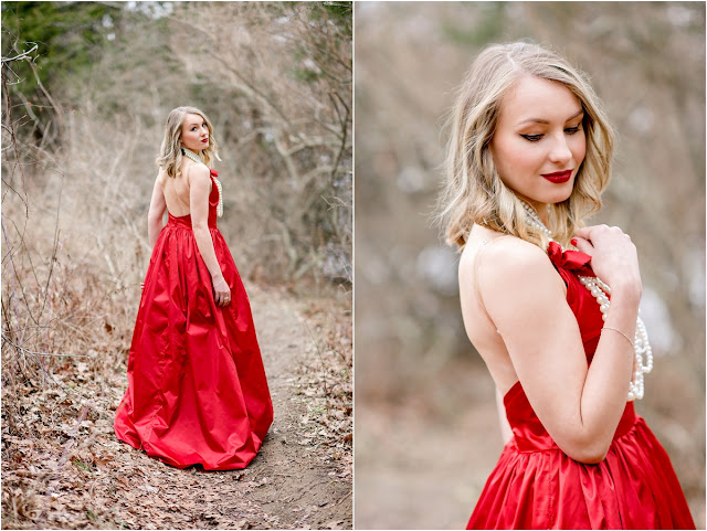 red dress forest woods park fashion photography