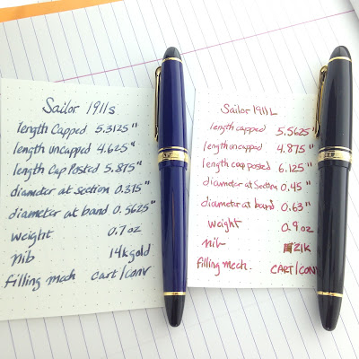Sailor 1911S & 1911L - A Comparison