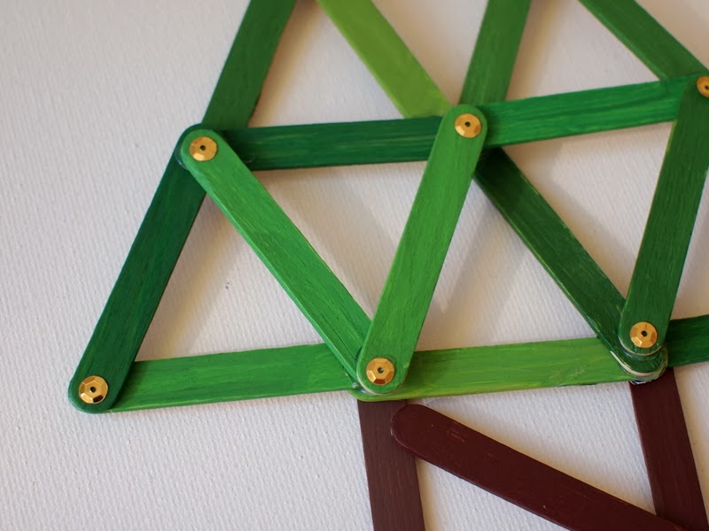 Geometric Popsicle Stick Christmas Tree Ornament Craft