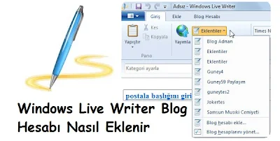 Windows Live Writer Blog  Hesabı Ekle