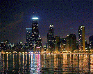 Chicago skyline at night