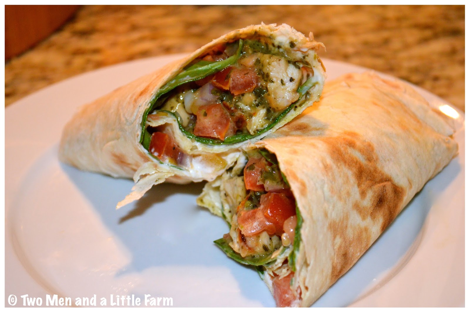 Two Men and a Little Farm PESTO CHICKEN WRAPS ON LAVASH