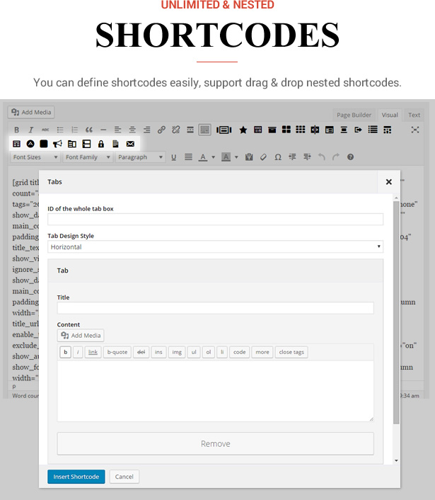 Complemento Sneeit Framework - Back-End para Temas de WordPress - Códigos cortos