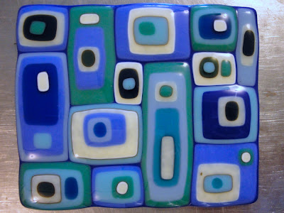 Stacked Square Plate Color Reaction Blue Turquoise French Vanilla After