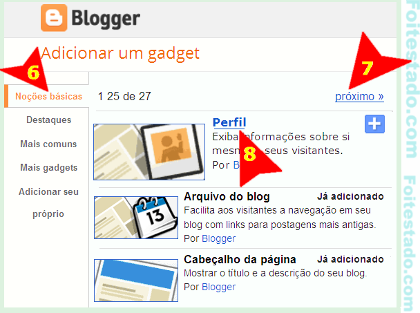 Escolher widget de perfil padrão do blogger para meu blogspot na nova interface atualizada do blogger