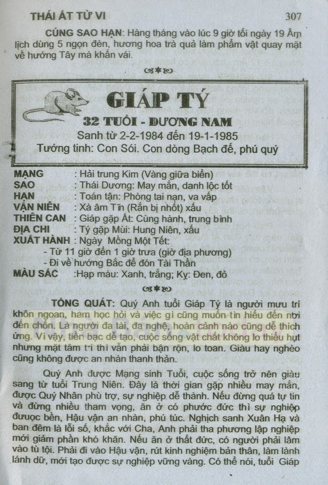 XEM TỬ VI TUỔI GIÁP TÝ 1984 NĂM 2015 (Ất Mùi)