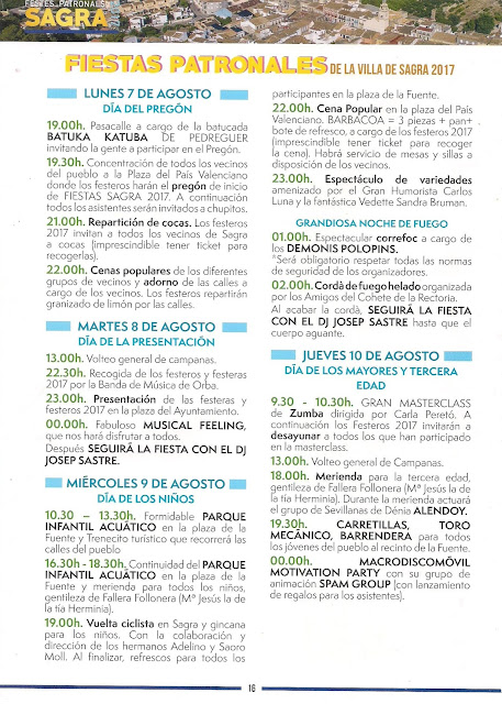 Programacion Fiestas Patronales de La Villa de Sagra