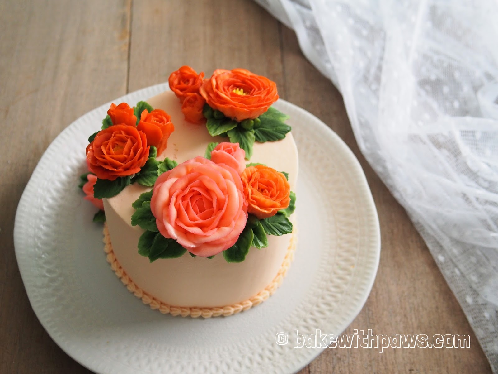 Korean Buttercream Flowers Cake 26 BAKE WITH PAWS