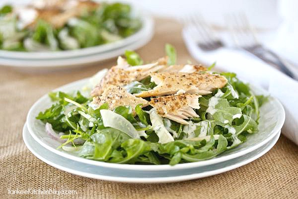 Smoked trout salad with arugula and fennel | Yankee Kitchen Ninja